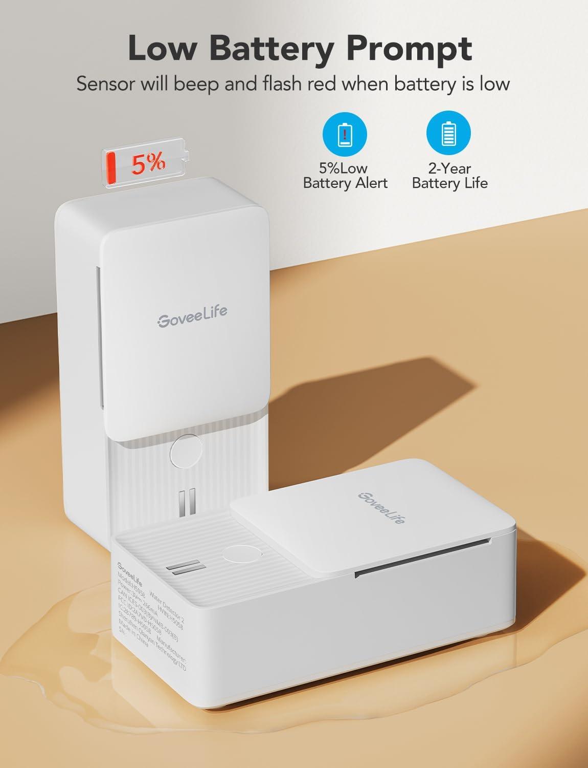 imageGoveeLife Water Leak Detectors 5 Pack 100dB Adjustable Audio Alarm and Leak and Drip Alerts Detector for Home Bedrooms Basement Warehouse CabinRV5 Pack