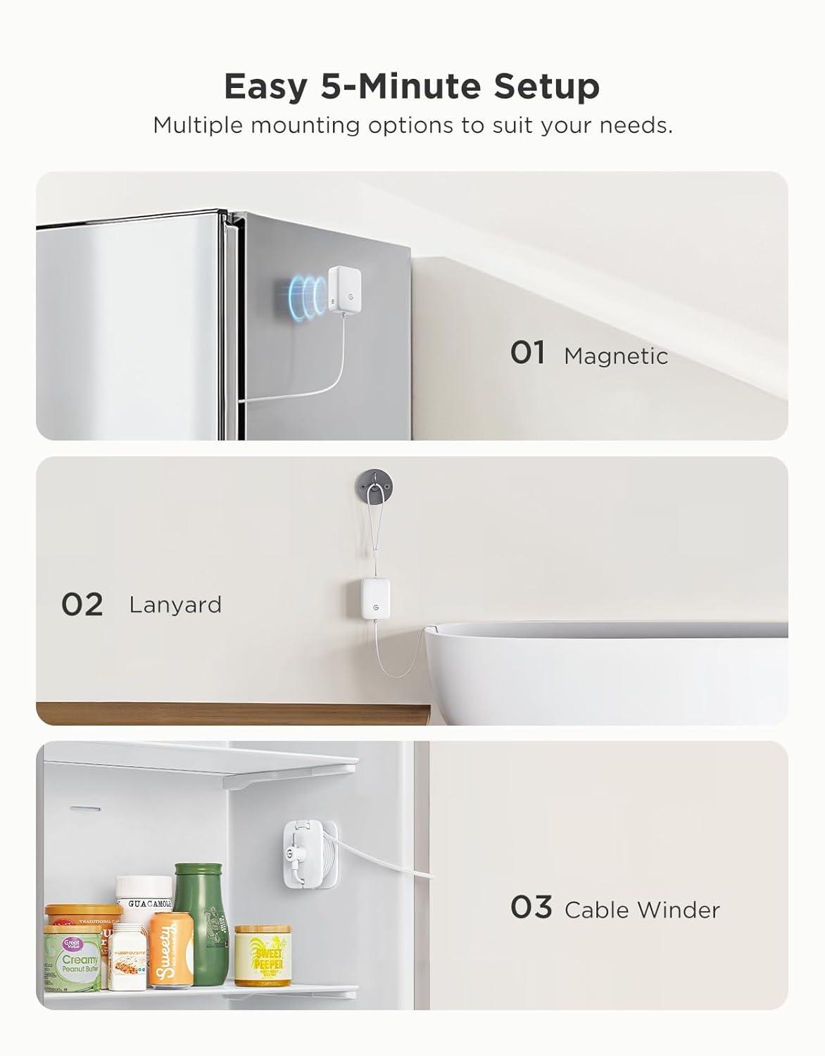 imageGoveeLife WiFi Refrigerator Thermometer with Alarm Wireless Digital Freezer Temperature Gauge with App Control 2 Years Free Data Export for Home Kitchen Fridge Hot Tub 2 Pack1 Gateway2 Sensor