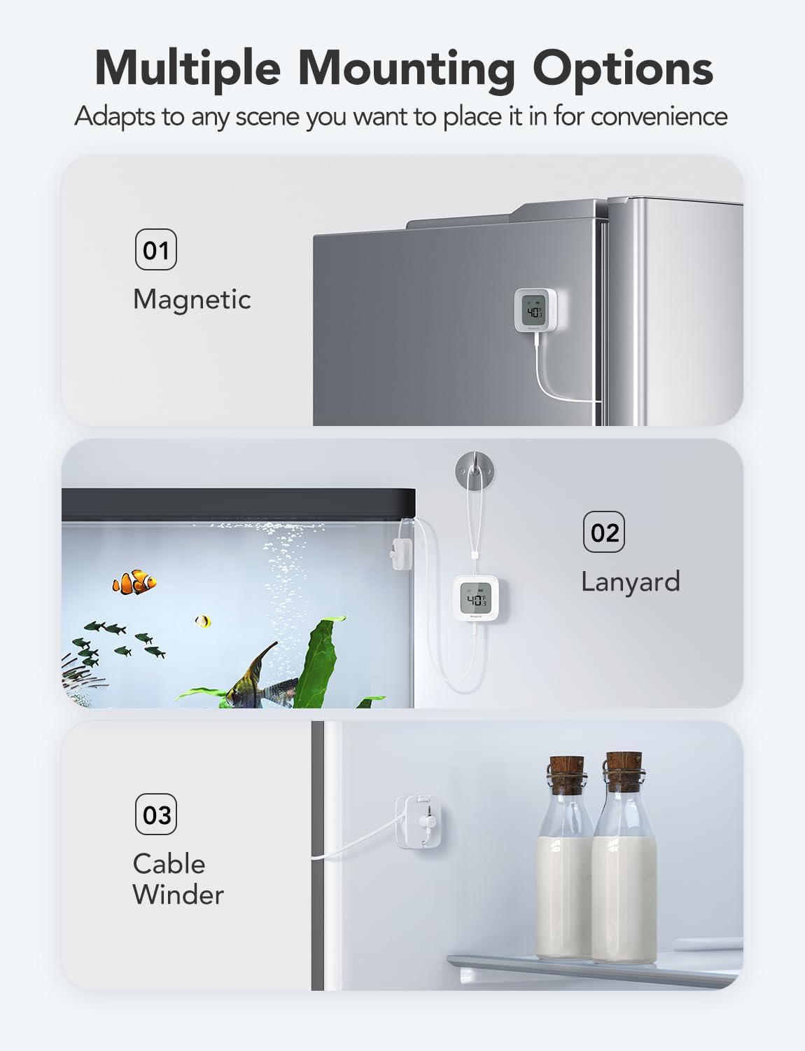 imageGoveeLife WiFi Refrigerator Thermometer with Alarm Wireless Digital Freezer Temperature Gauge with App Control LCD Display 2 Years Free Data Export for Fridge Hot Tub Only Support 24G WiFi1 Gateway  2 Sensor