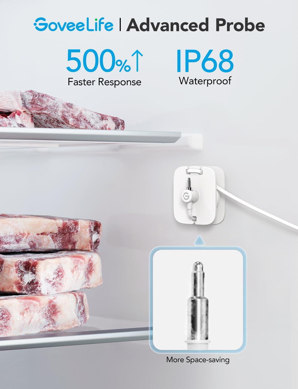 imageGoveeLife WiFi Refrigerator Thermometer with Alarm Wireless Digital Freezer Temperature Gauge with App Control LCD Display 2 Years Free Data Export for Fridge Hot Tub Only Support 24G WiFi1 Gateway  1 Sensor