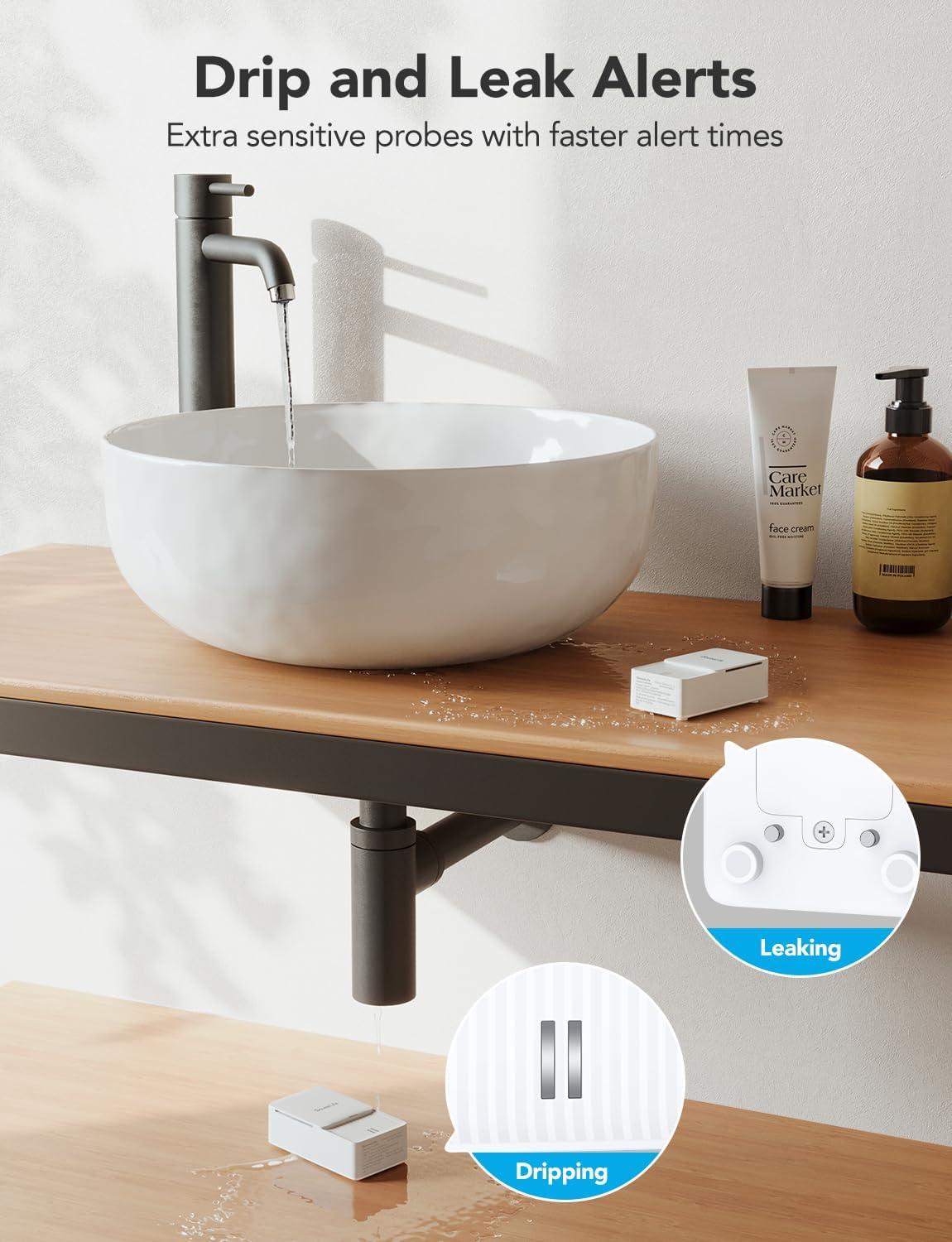 imageGoveeLife WiFi Water Ieak Detector 2 for Home Smart Water Ieak Sensor 4 Pack with 100dB Adjustable Alarm and App Alerts LoRa Up to 1968ft OpenAir Transmission Range for Basement Kitchen Bathroom1 gateway  4 sensor