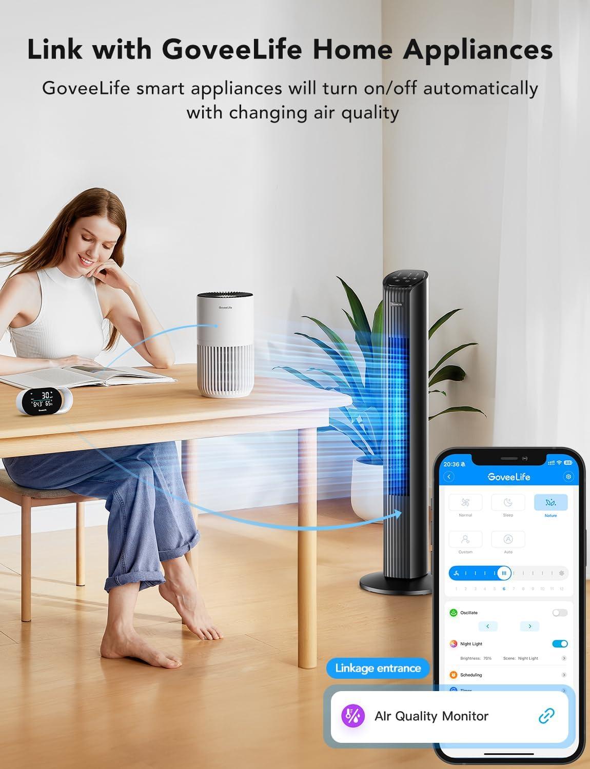 imageGoveeLife Smart Air Quality Monitor with PM25 WiFi Temperature ampamp Humidity Sensors LED Display 2s Refresh 2Year Data Storage for Home ampamp Office Wired