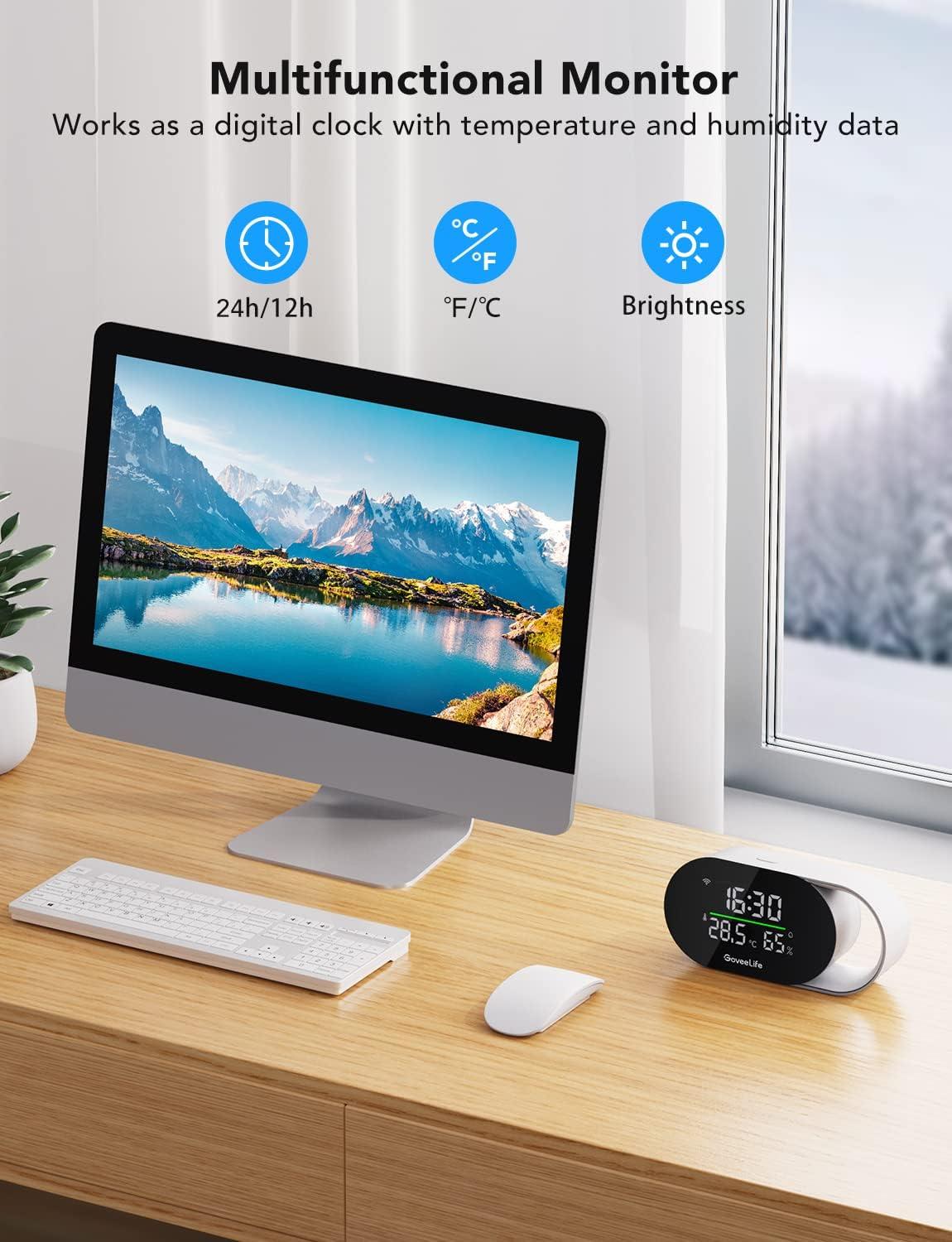 imageGoveeLife Smart Air Quality Monitor with PM25 WiFi Temperature ampamp Humidity Sensors LED Display 2s Refresh 2Year Data Storage for Home ampamp Office Wired