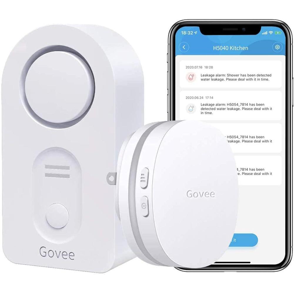 imageGovee WiFi Water Sensor 2 Pack Smart Water Leak Detector 100dB Adjustable Alarm Suit for Home and Basement Water Leak Alert with Email ampamp APP Push Only Support 24G WiFi1 sensor  Gateway