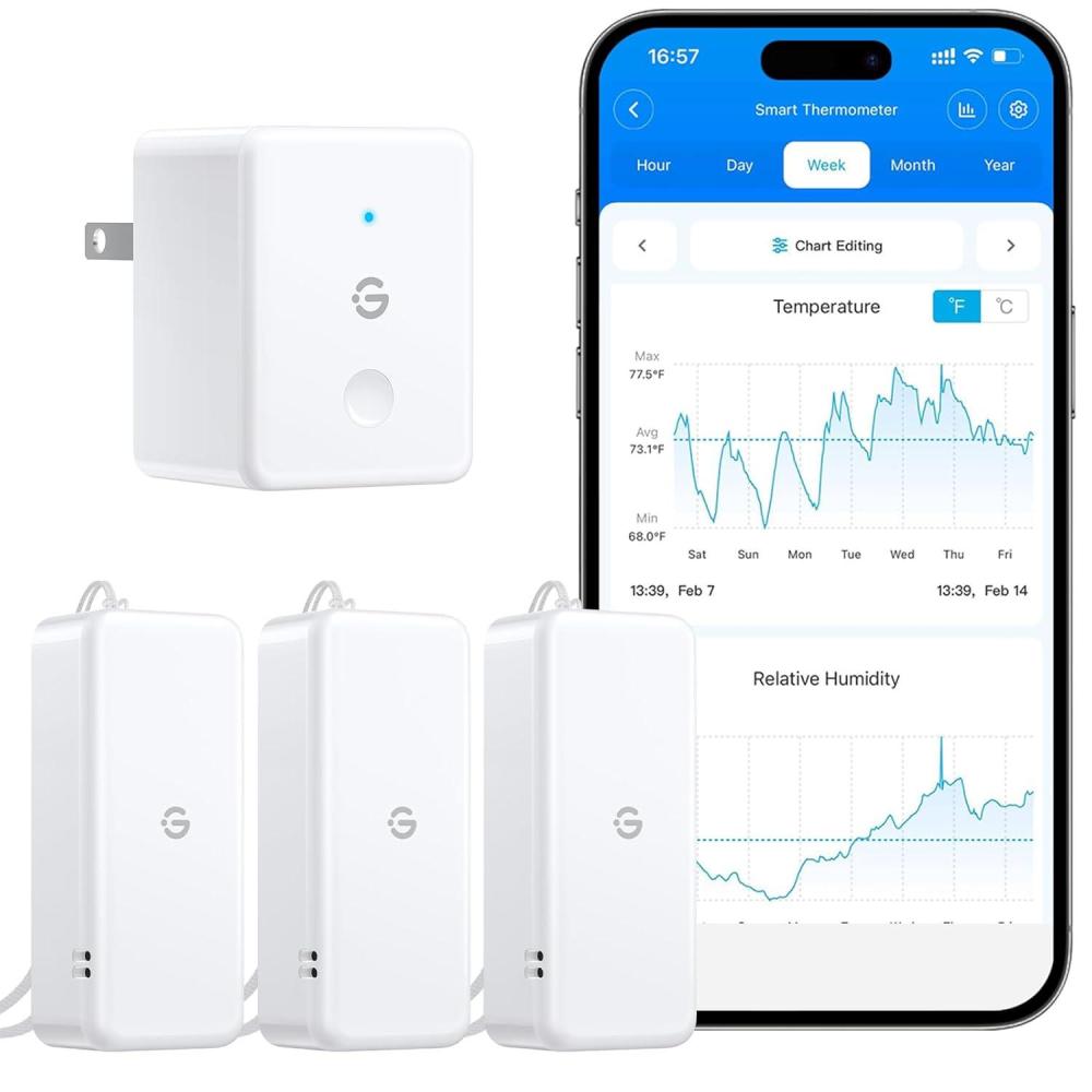 imageGoveeLife 20 WiFi Hygrometer Thermometer 3 Pack Smart Humidity Temperature Sensor with App Notifications 2Year Free Data Storage Export Temperature Humidity for Bedroom Wine Cellar Basements3 Sensor