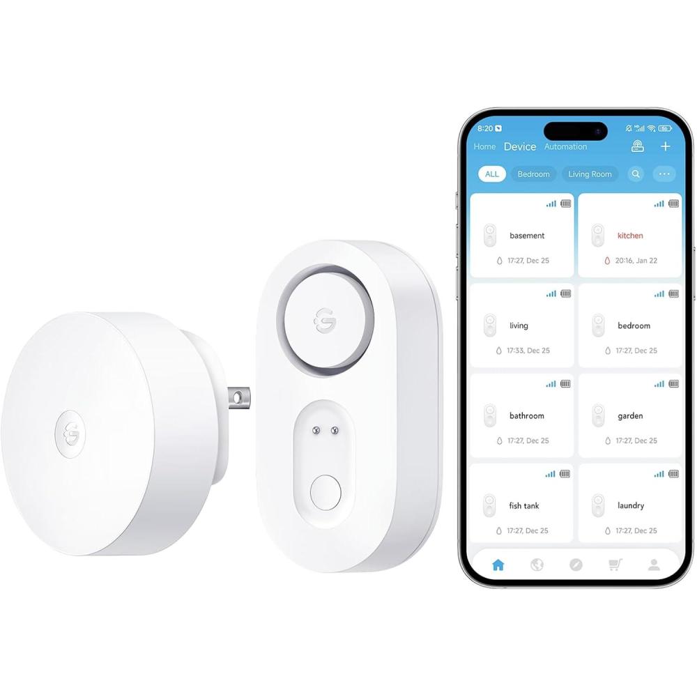 imageGoveeLife Upgraded Smart Water Leak Detector 1s with 1804ft UltraLong Range WiFi Water Sensor with SMSEmailAPP Push and Sound Alarm 5Year Battery Life Suit for Home Basement Kitchen 3 PackGateway1 Sensor