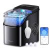 imageGoveeLife Smart Ice Maker Countertop Portable Ice Machine with Voice Control 9 Ice Cubes in 6 Minutes 3 Sizes 26lbs24Hrs Self Cleaning RGB Lights Quiet Ice Maker with Scoop for Kitchen SilverBlack