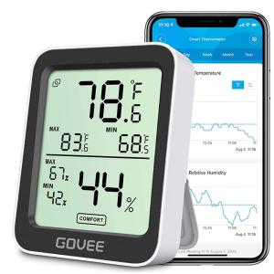 imageGovee Hygrometer Thermometer H5075 Bluetooth Indoor Room Temperature Monitor Thermometer with Remote App Control Notification Alerts 2 Years Data Storage ExportOnly Supports 164ft Bluetooth RangeBlack