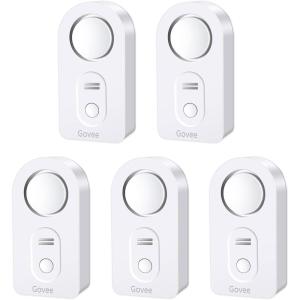 imageGovee Water Leak Detectors 5 Pack 100dB Adjustable Audio Alarm Sensor Sensitive Leak and Drip Alert for Kitchen Bathroom Basement Cannot Connect to WiFi Directly