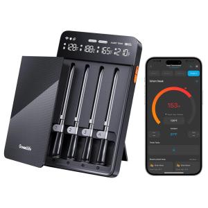 imageGoveeLife Bluetooth Wireless Meat Thermometer with 4 Probes WiFi Unlimited Range 18 Accuracy IP68 Waterproof Real Time Monitoring Digital Food Thermometer for Kitchen BBQ Grill Oven Smoker