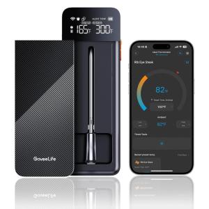 imageGoveeLife Bluetooth Wireless Meat Thermometer with Digital Standalone LCD Base  WiFi Unlimited Range  18 Accuracy  Food Grade Internal Ambient Sensor Probes for Kitchen BBQ Grill Oven Smoker