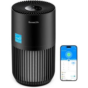 imageGoveeLife Mini Air Purifier for Bedroom Smart Filter Air Purifier with App Alexa Control for Pet Hair Odors Pollen Smoke Portable Air Cleaner with 3 Speeds 2 Modes Timer Aroma for HomeBlack