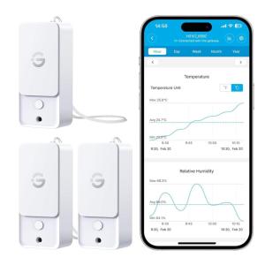 imageGoveeLife Outdoor Thermometer Hygrometer H5107 Subdevice Refills Does Not Support Bluetooth Connection Only Supports 24g WiFi Gateway H5043 Connection3 Sensors