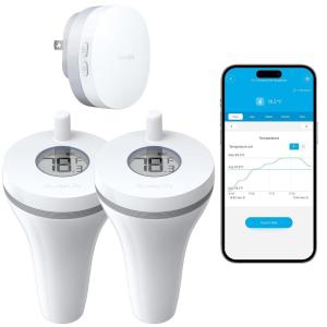 imageGoveeLife Smart Pool Thermometer Wireless App Easy Read WiFi Digital Pool Thermometer Floating with IPX7 Waterproof Notification Alert Water Temperature Monitor for Swimming Pond Bath Tub Hot Tub1 Gateway  2 Sensor