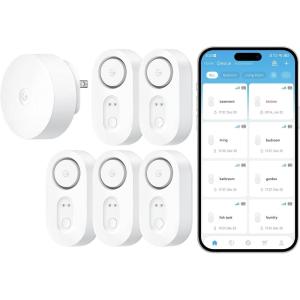 imageGoveeLife Upgraded Smart Water Leak Detector 1s with 1804ft UltraLong Range WiFi Water Sensor with SMSEmailAPP Push and Sound Alarm 5Year Battery Life Suit for Home Basement Kitchen 3 PackGateway5 sensor