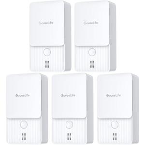 imageGoveeLife Water Leak Detectors 5 Pack 100dB Adjustable Audio Alarm and Leak and Drip Alerts Detector for Home Bedrooms Basement Warehouse CabinRV5 Pack