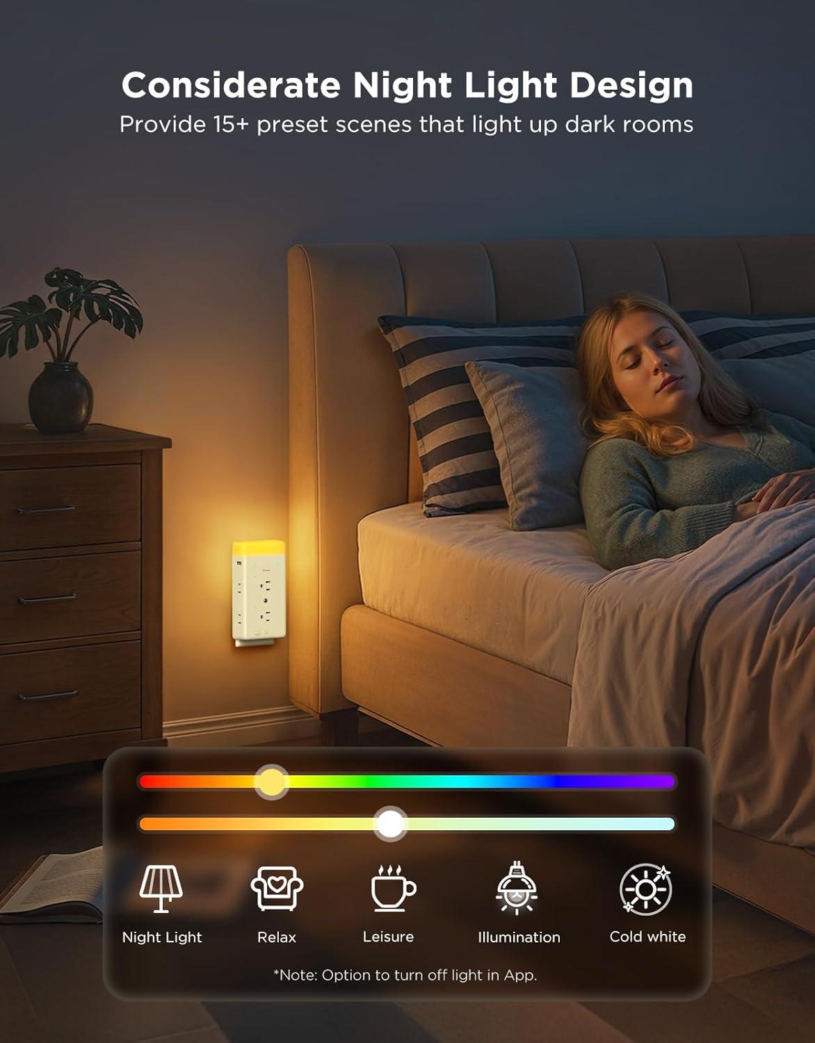 imageGovee Smart Plug Outlet Extender 3Sided Smart Power Strips with 2 Smart Outlets ampamp 2 USB Ports with RGB Night Light APP ampamp Voice Control Surge ampamp Overload Protection for Home Office