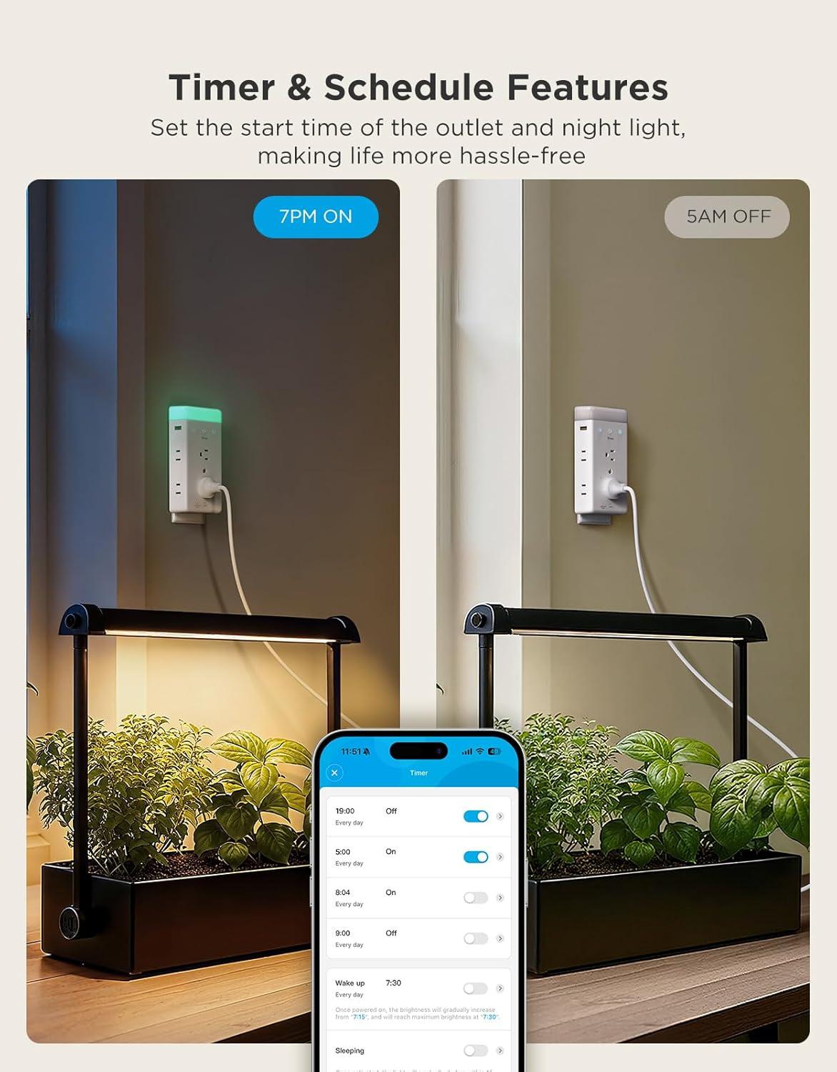 imageGovee Smart Plug Outlet Extender 3Sided Smart Power Strips with 2 Smart Outlets ampamp 2 USB Ports with RGB Night Light APP ampamp Voice Control Surge ampamp Overload Protection for Home Office