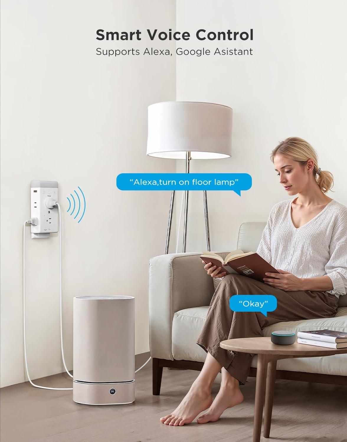 imageGovee Smart Plug Outlet Extender 3Sided Smart Power Strips with 2 Smart Outlets ampamp 2 USB Ports with RGB Night Light APP ampamp Voice Control Surge ampamp Overload Protection for Home Office