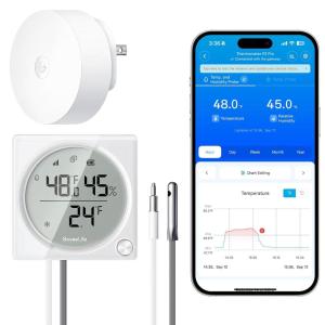 imageGoveeLife WiFi Refrigerator Thermometer Hygrometer Pro with 2 in 1 Alarm Wireless Digital Freezer Temperature Humidity with App Email Notification LCD Display Free Data Export for Fridge Kitchen