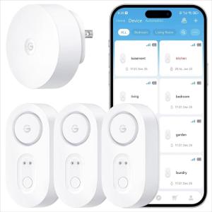 imageGoveeLife Upgraded Smart Water Leak Detector 1s with 1804 ft UltraLong Range WiFi Water Sensor with SMSEmailAPP Push and Sound Alarm 5Year Battery Life Suit for Home Basement Kitchen 4 PackGateway3 Sensor