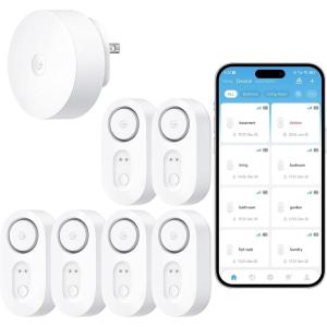 imageGoveeLife Upgraded Smart Water Leak Detector 1s with 1804 ft UltraLong Range WiFi Water Sensor with SMSEmailAPP Push and Sound Alarm 5Year Battery Life Suit for Home Basement Kitchen 4 PackGateway6 sensor