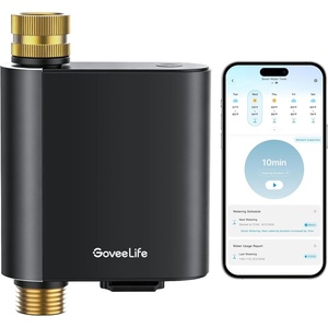 image:imageGoveeLife H5901 Smart WiFi Sprinkler Timer with Gateway 1 Water Outlet  1640ft GatewayDevice Range App Remote Control Weather Adaptive Brass Connectors IP67 2Yr Battery for GardenLawnYard1 Pack